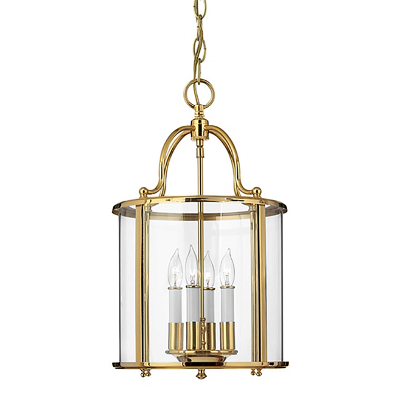 Подвесной светильник с прозрачным стеклянным цилиндрическим плафоном в классическом стиле на цепи Hinkley Латунь Прозрачное Стекло Олово Никель в Краснодаре | Loft Concept 