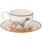 Чайная пара из фарфора с изображением собаки и уток 300 мл Hunting Porcelain Collection варинант исполнения - 1 | Loft Concept в Краснодаре