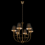 Люстра на металлическом основании бронзового цвета с 6-ю черными конусовидными абажурами Dignity варинант исполнения - 5 | Loft Concept в Краснодаре
