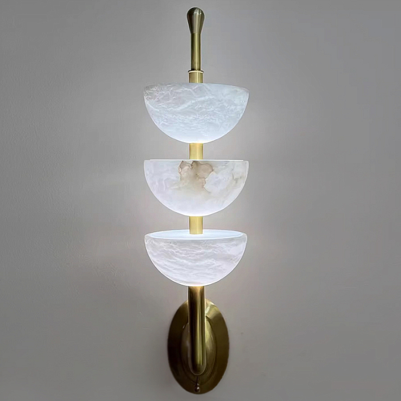 Бра с 3-мя мраморными плафонами в форме чаши Warm Marble Light Латунь Бра с 3-мя мраморными плафонами в форме чаши Warm Marble Light Латунь в Краснодаре | Loft Concept