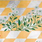 Обои ручная роспись Tiled Meadow Original colourway on Egyptian Gold gilded paper варинант исполнения - 2 | Loft Concept в Краснодаре