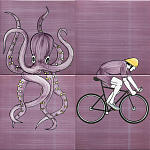 Плитка с узором Осьминог велосипедист варинант исполнения - 1 | Loft Concept в Краснодаре