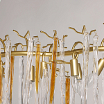 Люстра линейная золотого цвета с декоративными ветвями и длинными стеклянными подвесками в форме сосулек Droplet Chandelier варинант исполнения - 8 | Loft Concept в Краснодаре