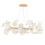 Люстра круглая с белыми лепестками из керамики и прозрачными хрустальными цветками Диаметр 82 см Wintery flovers варинант исполнения - 3 | Loft Concept в Краснодаре