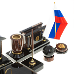 Настольный письменный набор с часами из природного камня обсидиана Peace Contract варинант исполнения - 5 | Loft Concept в Краснодаре