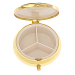 Таблетница карманная круглая с 3-мя отделениями и накладкой из натурального камня Серафинит Gold Stone Pillboxes варинант исполнения - 3 | Loft Concept в Краснодаре