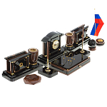 Настольный письменный набор с часами из природного камня обсидиана Peace Contract варинант исполнения - 2 | Loft Concept в Краснодаре