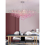 Люстра овальная с розовыми стеклянными подвесками в форме капель FAIRYTREE Light варинант исполнения - 4 | Loft Concept в Краснодаре