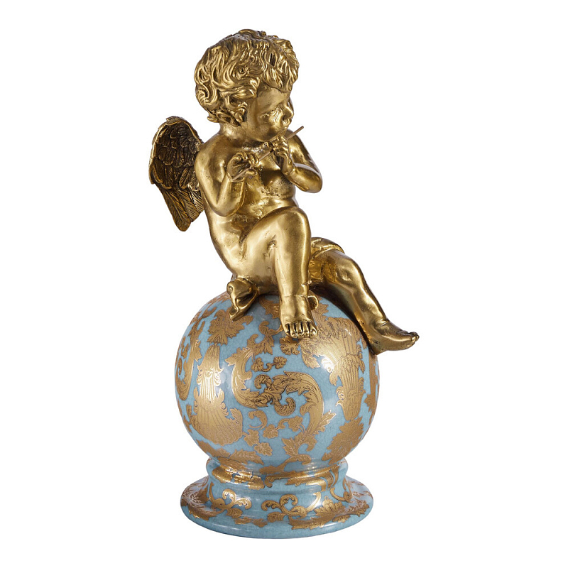 Фигурка Ангел с флейтой на шаре Seraphic Бронза Голубой в Краснодаре | Loft Concept 