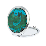 Зеркало карманное складное круглое из натурального камня Малахит с Хризоколлой в подарочной упаковке Silver Stone Mirrors варинант исполнения - 2 | Loft Concept в Краснодаре
