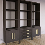 Модульный стеллаж Primo из трех составных элементов Темный орех варинант исполнения - 3 | Loft Concept в Краснодаре