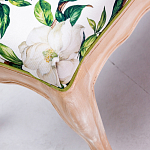 Банкетка из натурального бука золотистая с изображением птиц и цветов Blooming Birds варинант исполнения - 2 | Loft Concept в Краснодаре