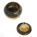 Икорница с крышкой с гравировкой из натурального камня Нефрит Decorative Cavair Dishes варинант исполнения - 7 | Loft Concept в Краснодаре