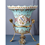 Ваза из голубого фарфора с рисунком птиц и цветов и декоративными элементами Blue Garden варинант исполнения - 7 | Loft Concept в Краснодаре