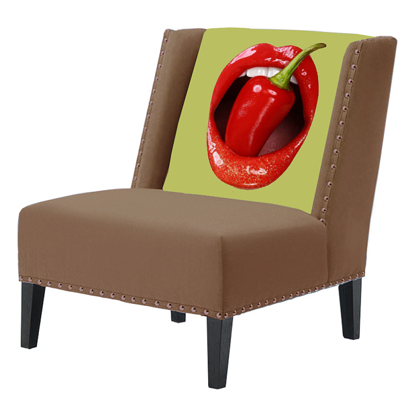 FUN Armchair "Chili Pepper" Beige Дизайнерское кресло с цветным принтом Бежевый в Краснодаре | Loft Concept 