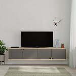 ТВ-тумба подвесная цвета древесины с 4-мя темно-серыми дверцами SPARK TV STAND OAK ANTHRACITE варинант исполнения - 1 | Loft Concept в Краснодаре