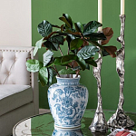 Ваза округлой формы белого цвета с синим растительным узором Blue & White Ornament  варинант исполнения - 4 | Loft Concept в Краснодаре