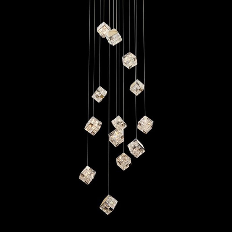 Люстра каскадная с мозаичным хрустальным оформлением Sparks of Crystal Прозрачный Хром Золотой Люстра каскадная с мозаичным хрустальным оформлением Sparks of Crystal Прозрачный Хром Золотой в Краснодаре | Loft Concept