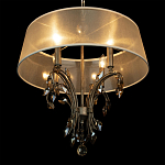 Люстра подвесная круглая с тканевым полупрозрачным абажуром и подвесками 4 лампы Gilded Elegance варинант исполнения - 5 | Loft Concept в Краснодаре