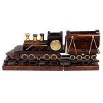 Часы настольные в виде паровоза из натурального камня Обсидиан Train Stone Clock варинант исполнения - 1 | Loft Concept в Краснодаре