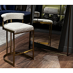 Стул барный букле бежевый с каркасом цвета матовое золото Tactility варинант исполнения - 5 | Loft Concept в Краснодаре