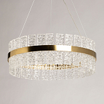 Люстра круглая золотого цвета с прозрачными рельефными стеклянными вставками Textured Glass Chandelier варинант исполнения - 4 | Loft Concept в Краснодаре