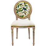 Стул бежевый из натурального бука с изображением птиц и цветов Blooming White Magnolias варинант исполнения - 1 | Loft Concept в Краснодаре