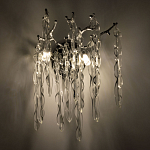 Бра цвета хром с ветвями и прозрачными стеклянными подвесками в виде вытянутых спиральных капель Droplet Chandelier варинант исполнения - 2 | Loft Concept в Краснодаре