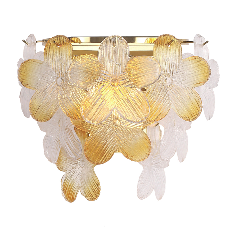 Бра с цветочными мотивами Light Floral Glow Золотой Прозрачное Стекло Янтарный в Краснодаре | Loft Concept 