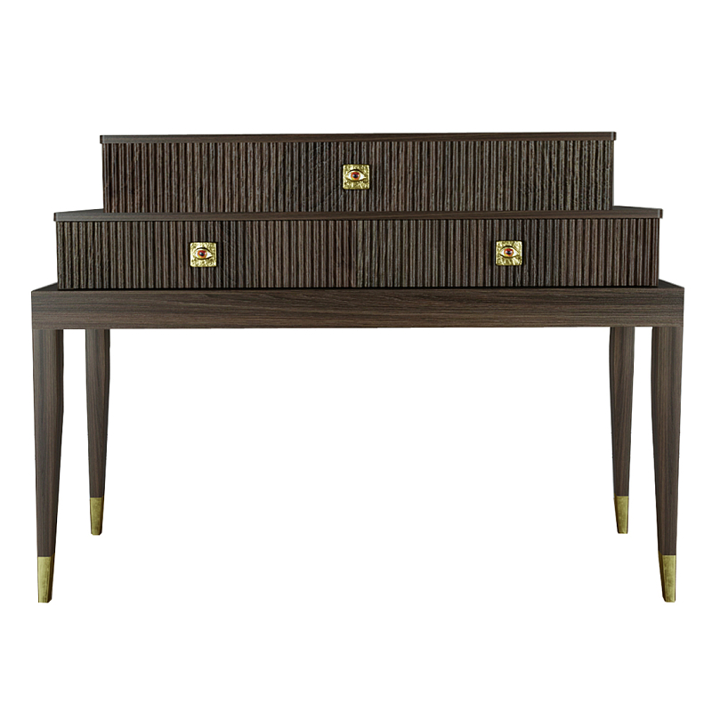 Премиальная Консоль с тремя ящиками Elsa Dreams Walnut Орех Золотой в Краснодаре | Loft Concept 