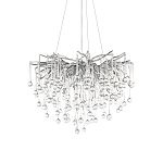 Люстра подвесная с прозрачными стеклянными подвесками в форме капель Диаметр 60 см Droplet Chandelier варинант исполнения - 14 | Loft Concept в Краснодаре