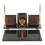 Настольный письменный набор из камня лемезит с гербом России Royal Accessory варинант исполнения - 1 | Loft Concept в Краснодаре