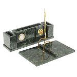 Настольный письменный набор из змеевика с подставкой под календарь и часами Successful Leader варинант исполнения - 2 | Loft Concept в Краснодаре