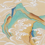 Обои ручная роспись Matsushima Waves Kano on Edo Straw India tea paper варинант исполнения - 1 | Loft Concept в Краснодаре