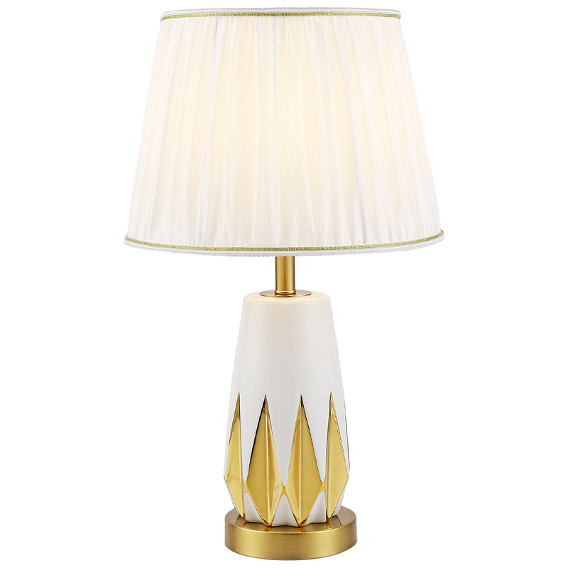 Настольная лампа с абажуром Femia White Gold Table Lamp Белый Золотой Настольная лампа с абажуром Femia White Gold Table Lamp Белый Золотой в Краснодаре | Loft Concept
