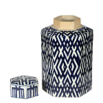 Ваза с крышкой и графическим узором в сине-белых цветах Blue & White Ornament  варинант исполнения - 1 | Loft Concept в Краснодаре