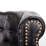 Кресло кожаное с мягкими подлокотниками на 4-х деревянных ножках Logan Leather Armchair black варинант исполнения - 4 | Loft Concept в Краснодаре