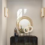 Золотое настенное круглое зеркало Golden Orbit варинант исполнения - 2 | Loft Concept в Краснодаре