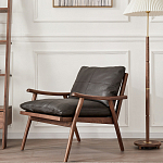 Кресло c каркасом из массива дерева и мягкой кожаной обивкой Walnut Armchair варинант исполнения - 11 | Loft Concept в Краснодаре