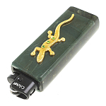 Зажигалка газовая из натурального камня Офиокальцит с декоративной металлической вставкой в виде ящерицы Metal Stone Lighters варинант исполнения - 2 | Loft Concept в Краснодаре