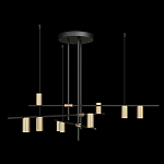 Люстра с 9-ю цилиндрическими плафонами цвета латунь TRIBES CHANDELIER варинант исполнения - 1 | Loft Concept в Краснодаре