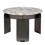 Столик журнальный с круглой мраморной столешницей на трех опорах Marble Stone Drawing варинант исполнения - 1 | Loft Concept в Краснодаре