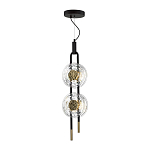 Подвесной светильник с 2-мя прозрачными стеклянными плафонами и золотистыми центральными вставками Virelia  варинант исполнения - 5 | Loft Concept в Краснодаре