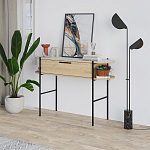 Консоль напольная деревянная с выдвижным ящиком и 2-мя полками со столешницей цвета белый мрамор OTIS CONSOLE OAK варинант исполнения - 3 | Loft Concept в Краснодаре