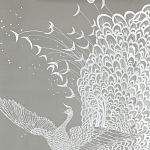 Обои ручная роспись в стиле Арт-деко Whistler Peacocks Special Colourway on Pale Grey dyed silk варинант исполнения - 2 | Loft Concept в Краснодаре