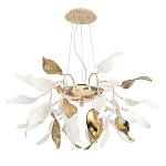 Люстра подвесная с белыми матовыми и золотыми глянцевыми листьями Wintery flovers варинант исполнения - 1 | Loft Concept в Краснодаре