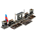 Настольный письменный набор с часами из природного камня обсидиана Team leader варинант исполнения - 2 | Loft Concept в Краснодаре