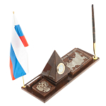 Настольный письменный набор с часами в виде пирамиды из природного камня обсидиана Pyramid of Time варинант исполнения - 2 | Loft Concept в Краснодаре