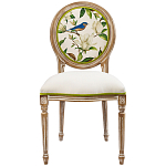 Стул бежевый из натурального бука с изображением птиц и цветов Blooming Blue Birds варинант исполнения - 1 | Loft Concept в Краснодаре