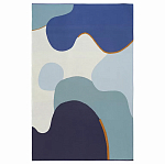 Плед из хлопка синего цвета с абстрактным принтом Elysian Flow Ocean варинант исполнения - 1 | Loft Concept в Краснодаре